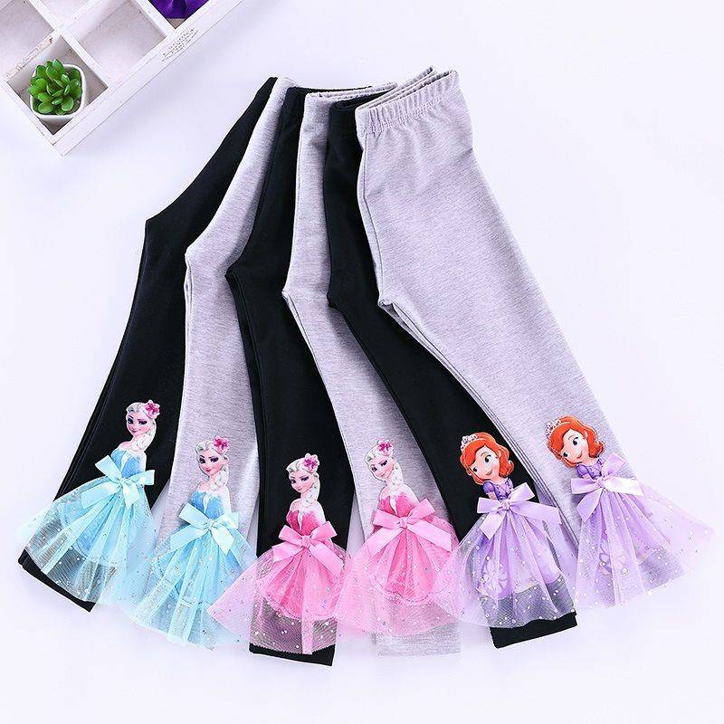 本店3-14岁冰雪奇缘女童打底裤装新款春秋装艾莎儿童公主裤子爱莎长裤