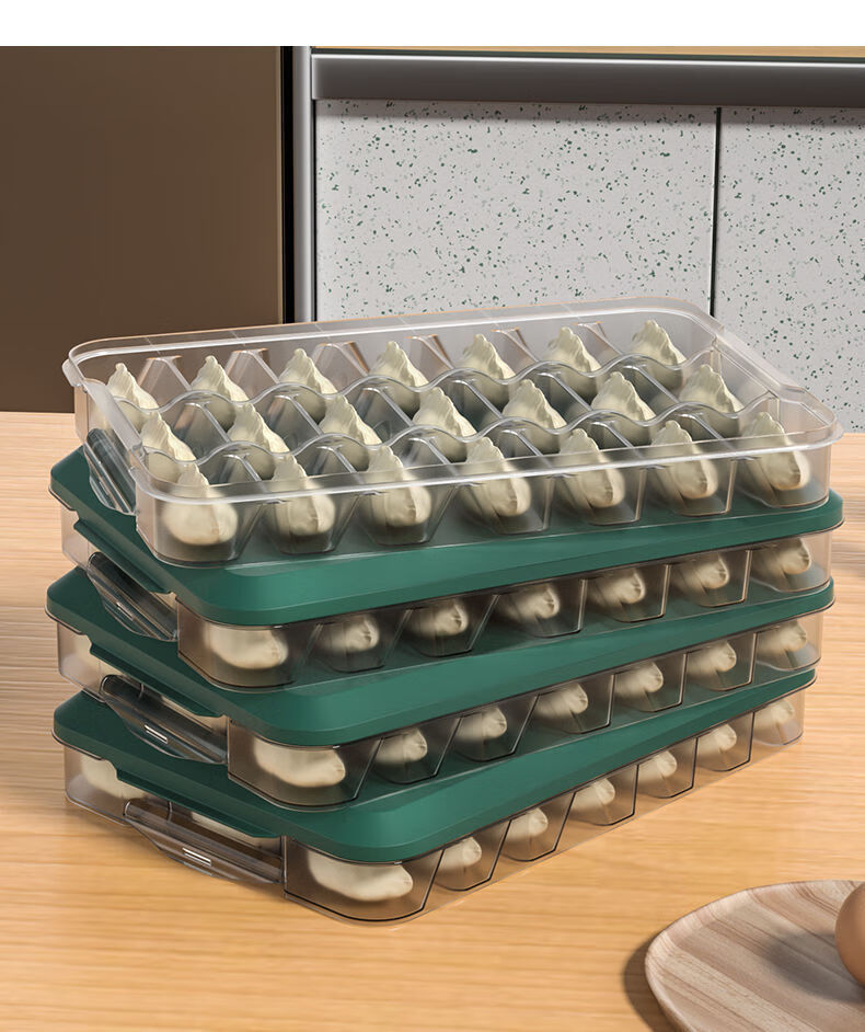 用收纳盒多层分格盒子食品级 绿色24格【2层单盖】小冰箱专用【图片