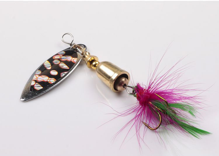 旋转亮片带羽毛口翘嘴金属复合亮片路亚饵套装多规格可选30只装24g