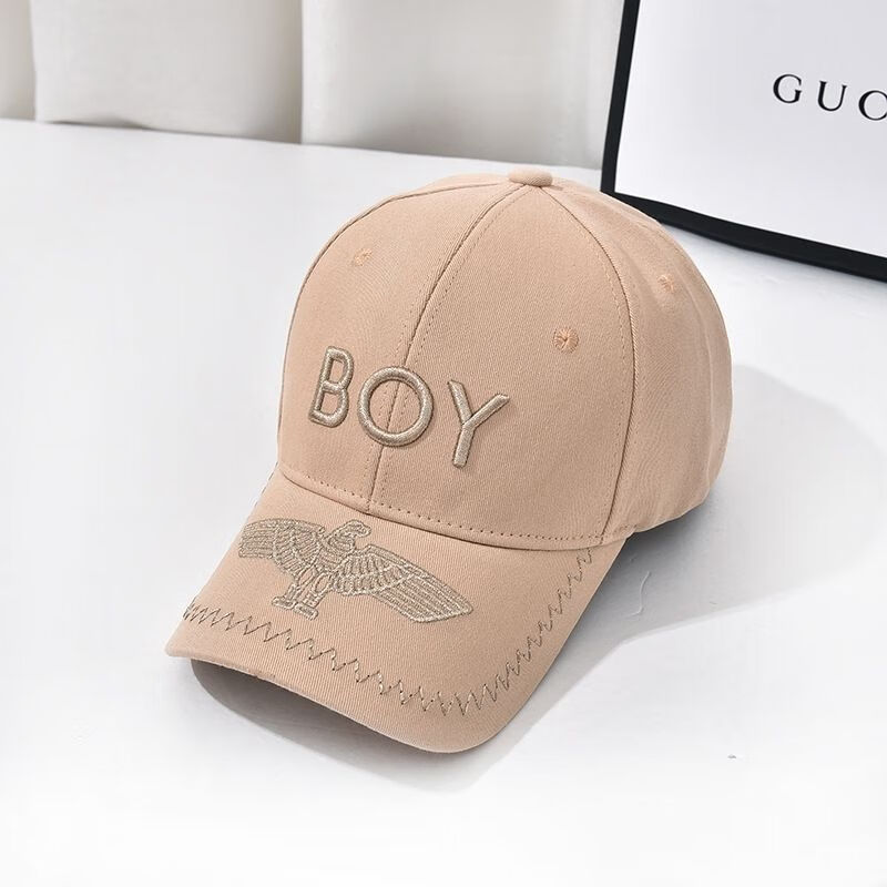 潮搭boy韩版棒球帽老鹰男女刺绣太阳遮阳帽子出游情侣防晒鸭舌帽 白色