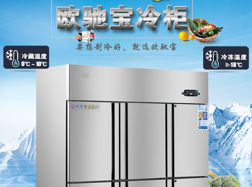 欧驰宝四门冰箱商用立式四六门商用厨房冰柜冷藏冷冻酒店饭店餐厅食堂