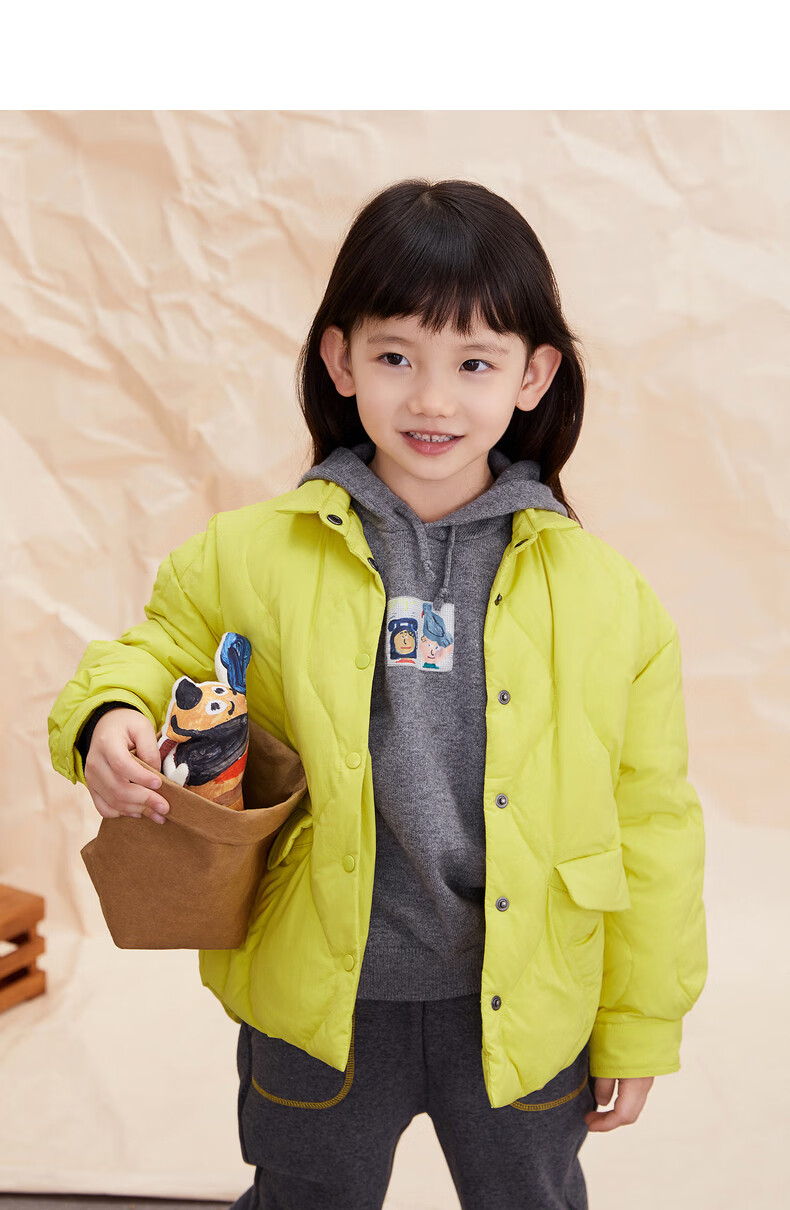 马拉丁童装女童羽绒服2021冬装新款儿童轻薄羽绒夹克大童亮色羽绒衫
