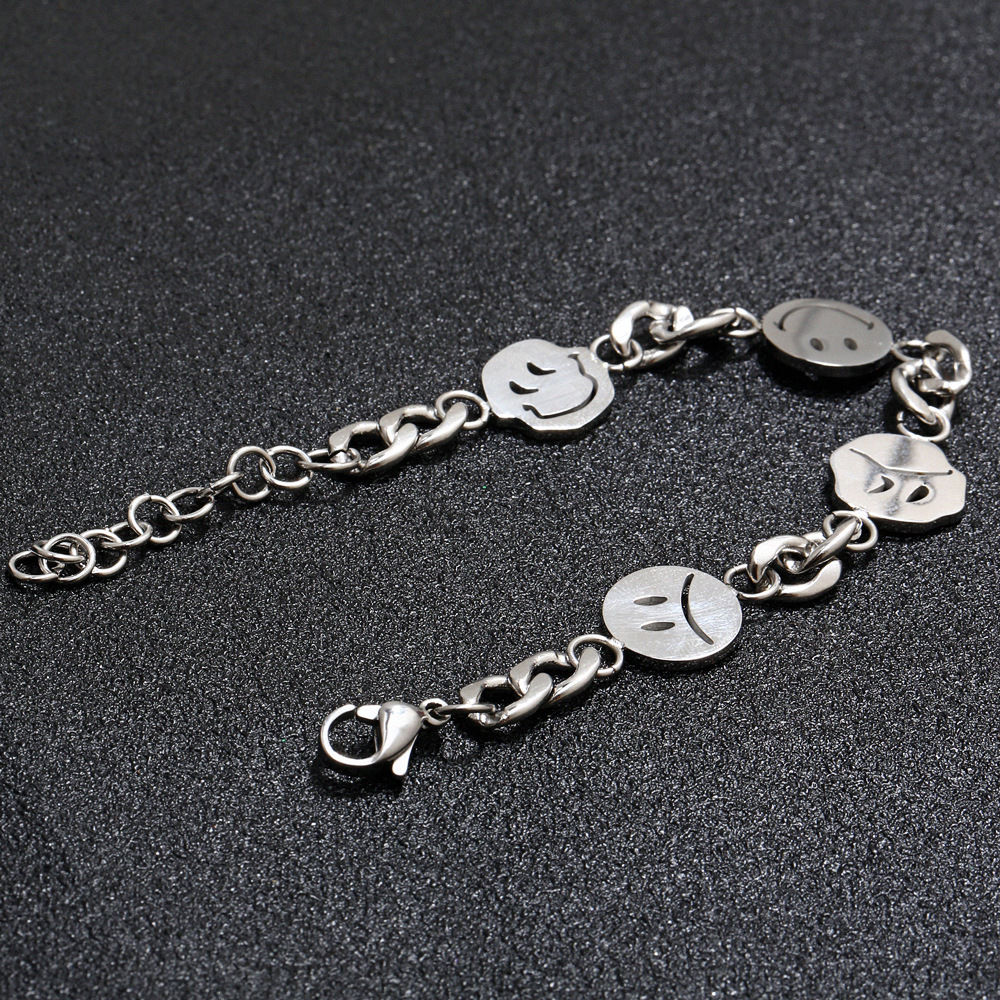 mengkou梦蔻潮牌表情笑脸手链潮人街头男女嘻哈蹦迪手环时尚百搭手镯