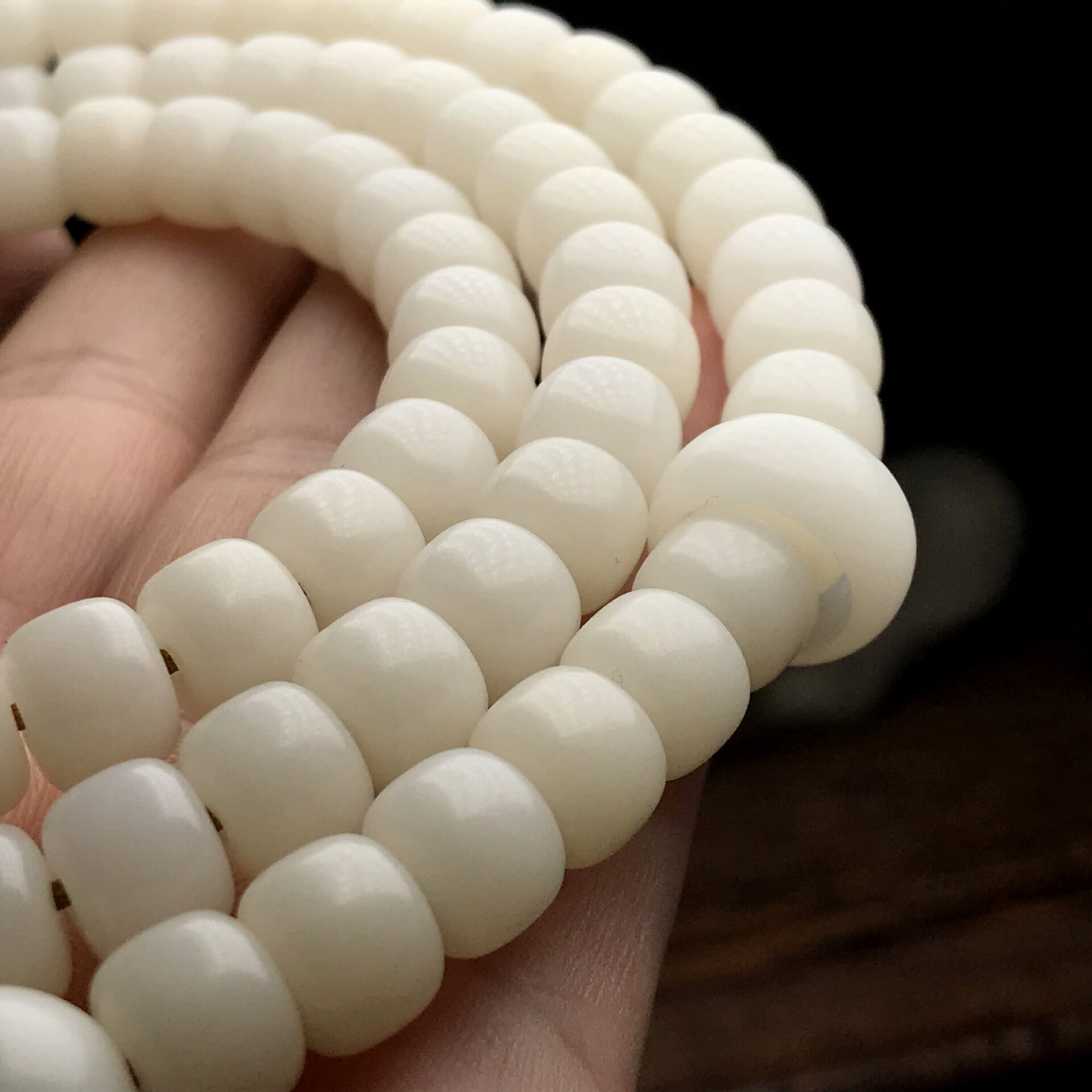 白玉菩提根老桶型圆珠108颗转运跑环佛珠手链念珠79桶