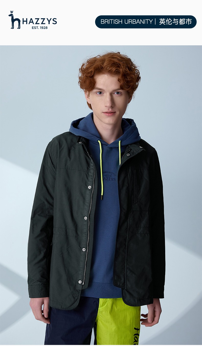 商场同款哈吉斯hazzys春夏新品夹克衫经典立领夹克外套asvzu00au02深