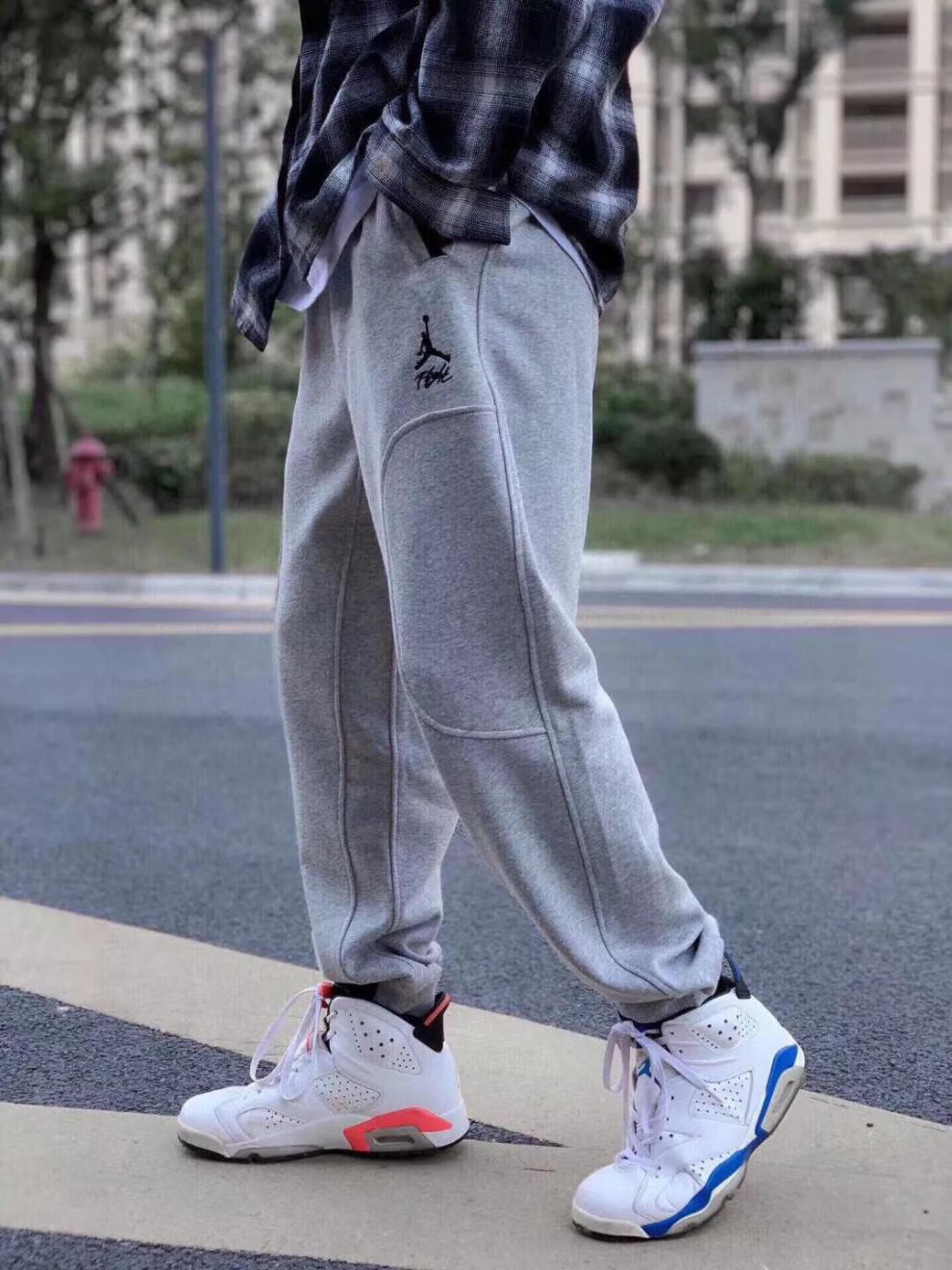 飞人ncaa北卡蓝aj1运动裤男春秋款刺绣飞人篮球收口学生加绒跑步卫裤