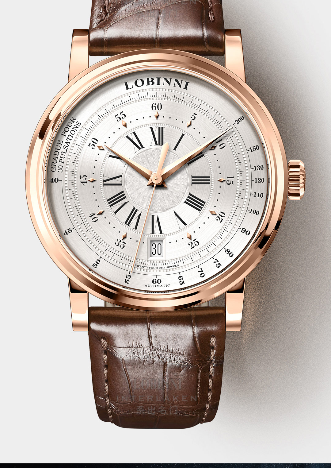 品质京选罗宾尼lobinni品牌手表男商务休闲全自动机械表时尚防水皮带