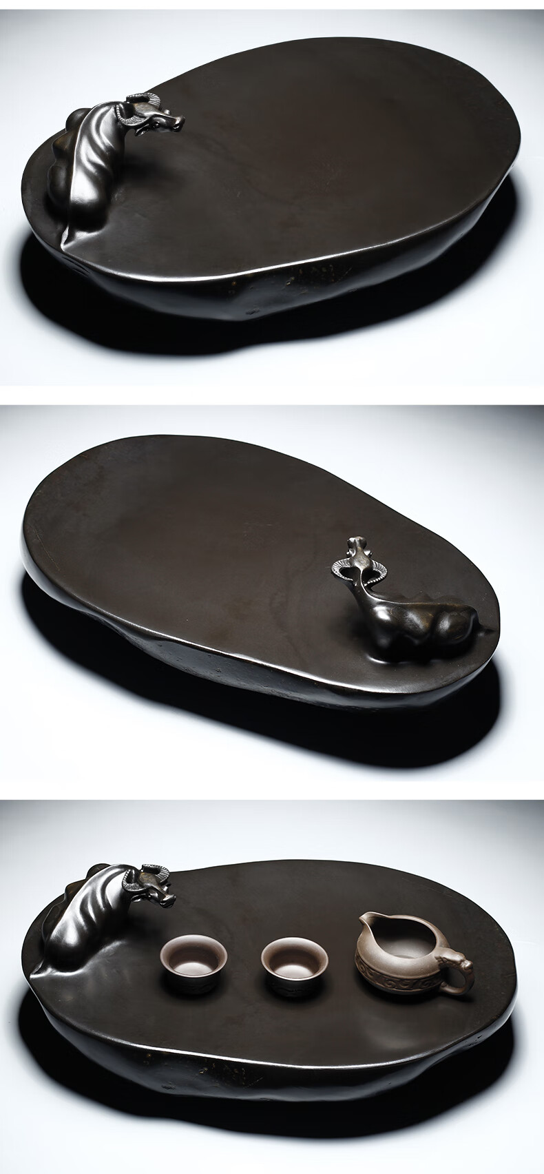 砚台茶盘歙砚石头干泡茶盘天然原石茶台家用石盘茶海端砚功夫茶具砚台