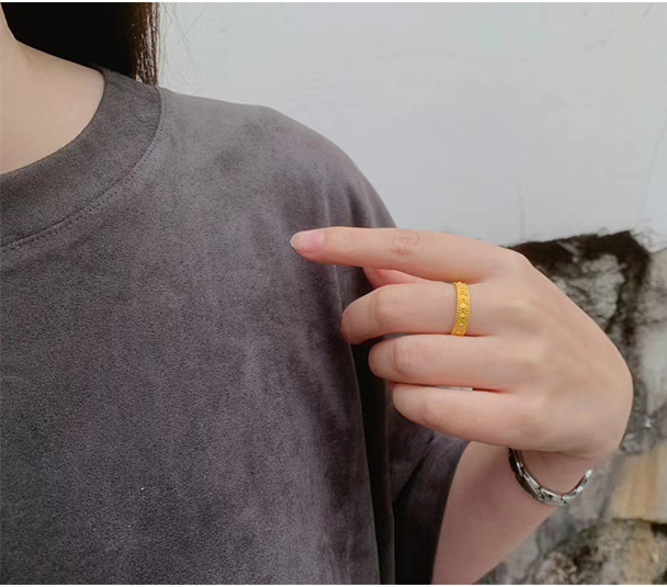 小腰金金蔓扎黄金戒指999足金中指戒露珠精致时尚食指戒女闭口2022