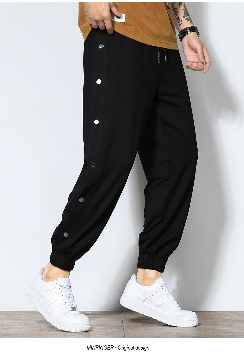 centuryboy春秋季新款潮牌排扣裤春秋男装开扣裤潮流裤子男大码纽扣裤