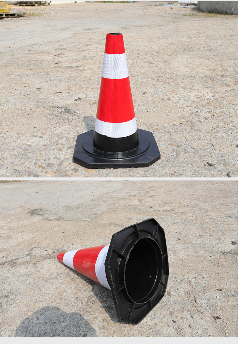 橡胶路锥反光路障雪糕桶路锥帽三角锥马路隔离墩警示柱交通锥型桶 高