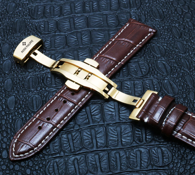 【官方旗舰】百达翡丽手表表带pp带 原装真表皮牛皮男女款 蝴蝶扣表链