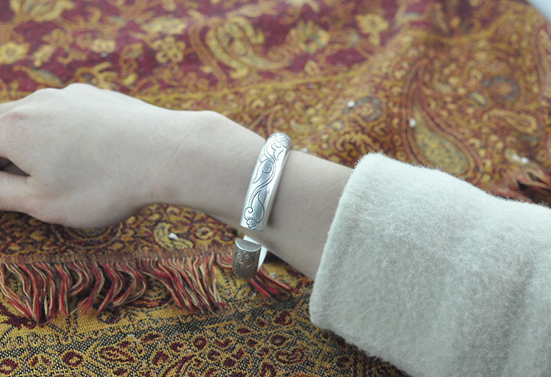 海螺银手镯复古做旧银镯子情侣手镯男女款999足银手工手环 100克