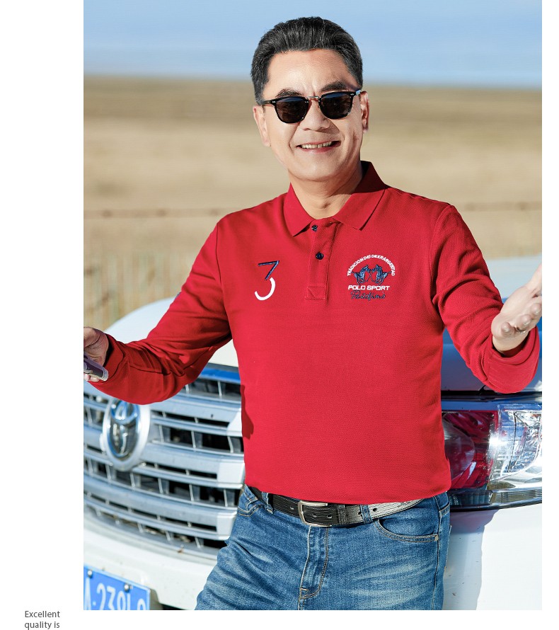 老爷车 新品爸爸装长袖t男宽松中年男士春秋季体恤中老年男装秋装上衣