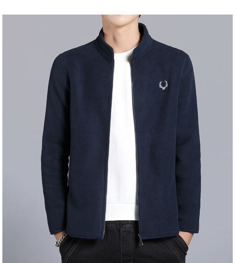 夹克男摇粒绒外套加绒加厚秋冬季韩版修身男士抓绒衣运动休闲保暖新款