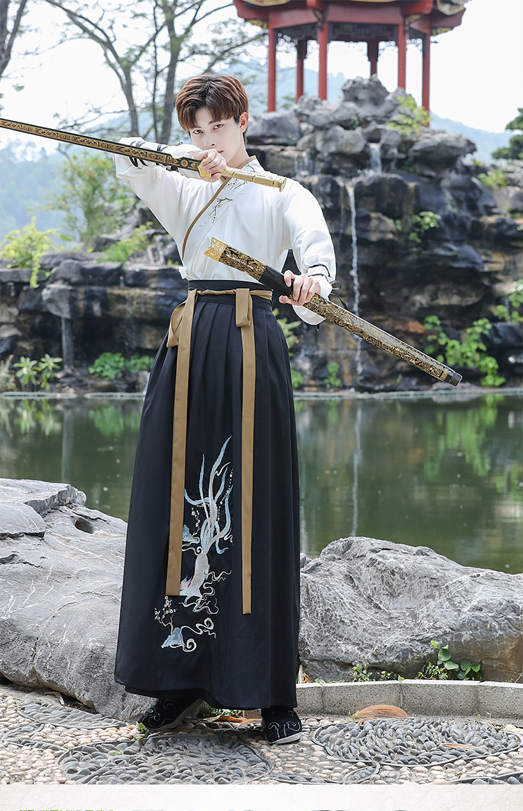 汉服男装古装长袍成人灵狐大码中国风重工刺绣武侠风日常学生二件套