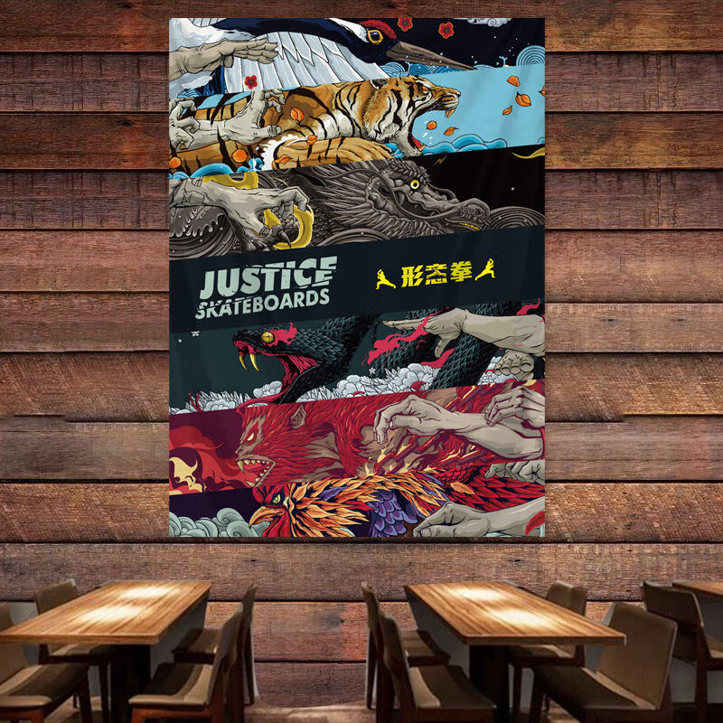 日本武士挂布浮世绘装饰布学生宿舍上下铺改造潮牌门神挂毯画竖款形态