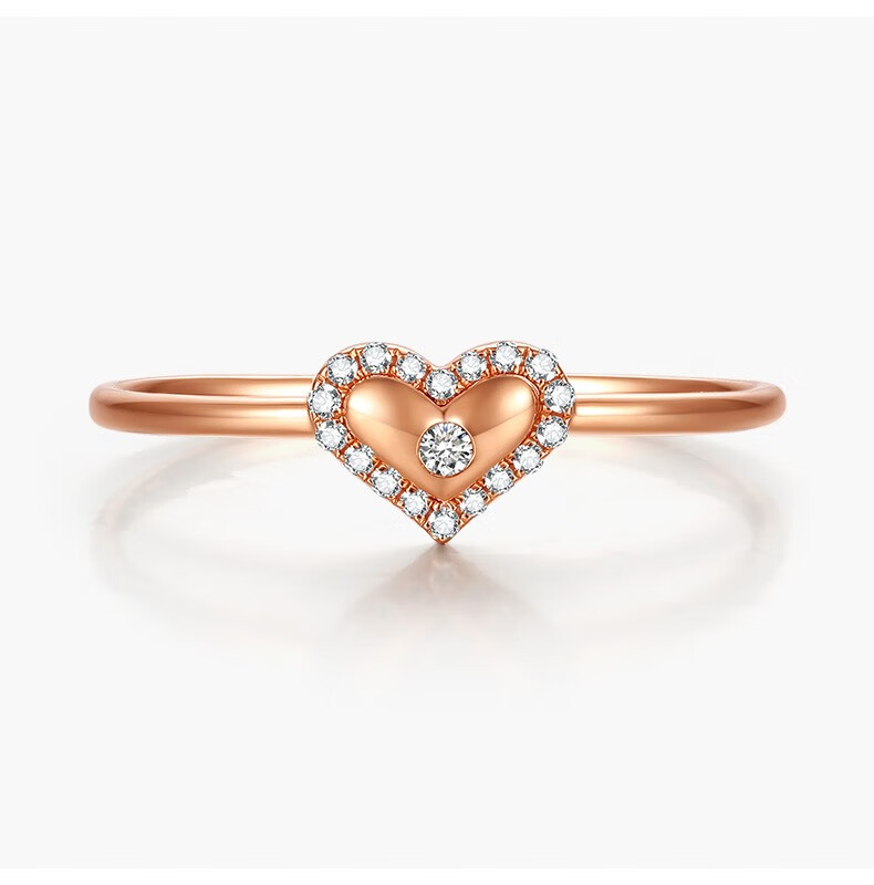 六桂福珠宝心之所属18k金戒指彩金戒指钻石戒指满钻排戒订婚求婚结婚