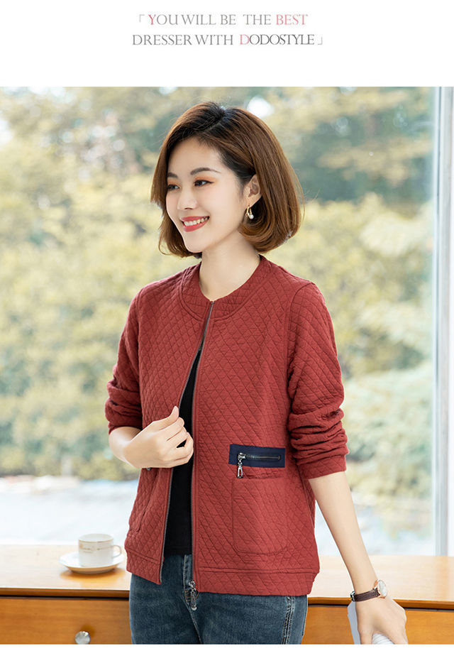 【欢婵芊】【女装新品】棉质小外套女2020秋季短款时尚洋气中年女士