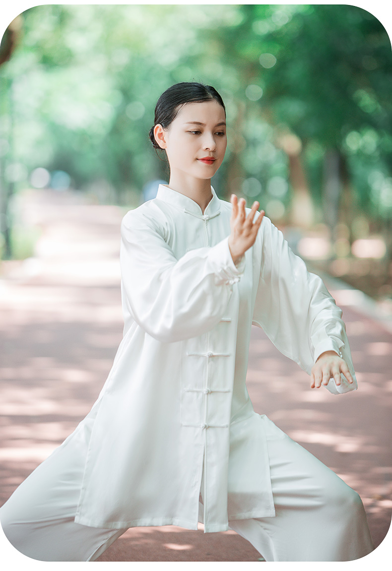 争风华真丝太极服女新款飘逸太极拳武术比赛演出练功套装男桑蚕丝