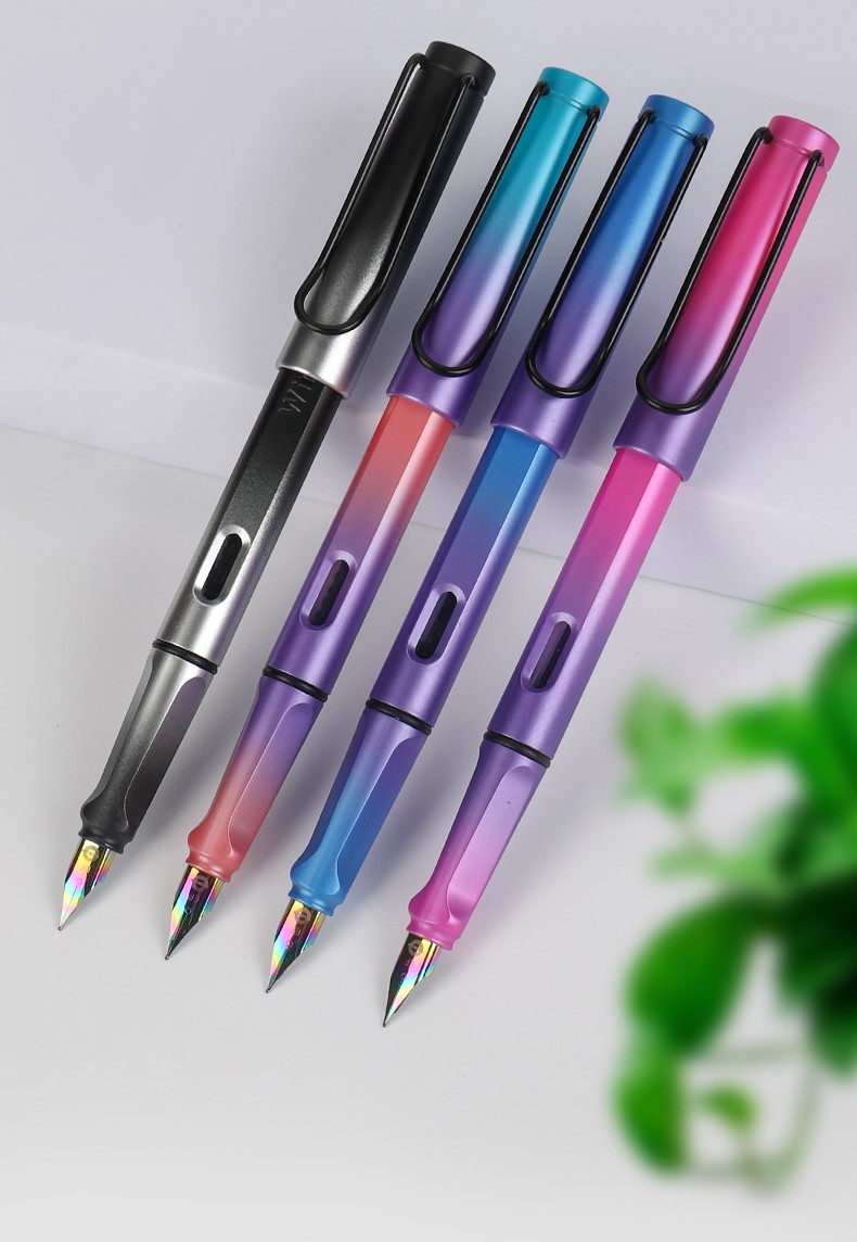 钢笔学生50支墨囊炫彩钢笔渐变色彩色笔尖正姿小学生三年级练字书写可