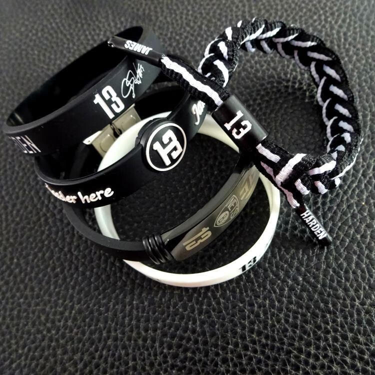 哈登篮网队手环nba篮网哈登13号签名夜光硅胶手链篮球编织绳腕带 哈登