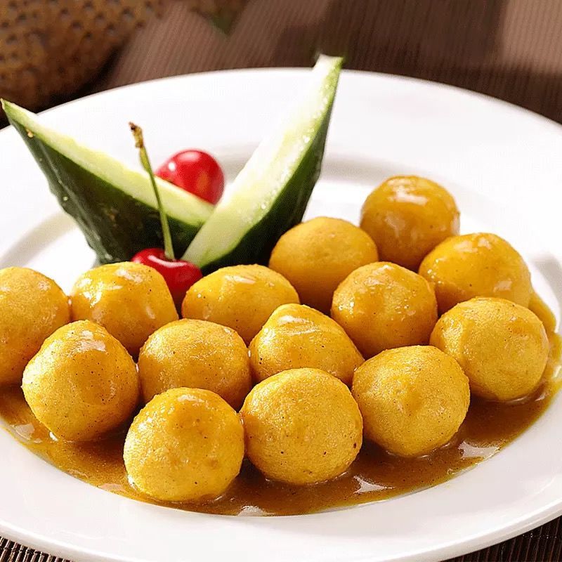 广州酒家散装日式鱼蛋原味鱼丸黄金咖喱鱼蛋小吃休闲零食即食500g昌隆