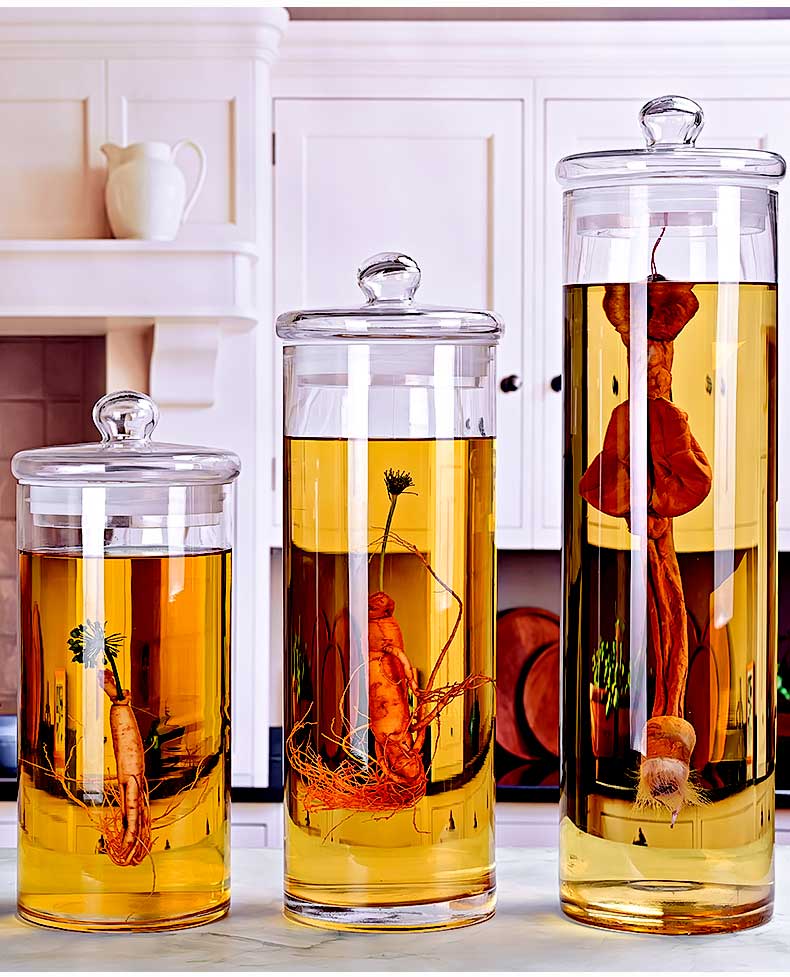 宜铂 直筒泡酒玻璃瓶子家用酿酒罐装酒桶加厚酒缸酒坛泡酒专用瓶 9斤