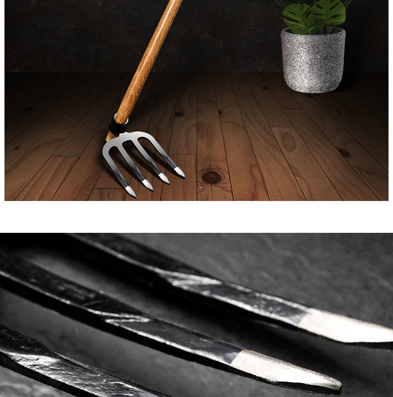 大钉耙子锰钢松土锄宽齿农用工具挖地加厚铁齿耙园艺扒子翻地全钢锁季