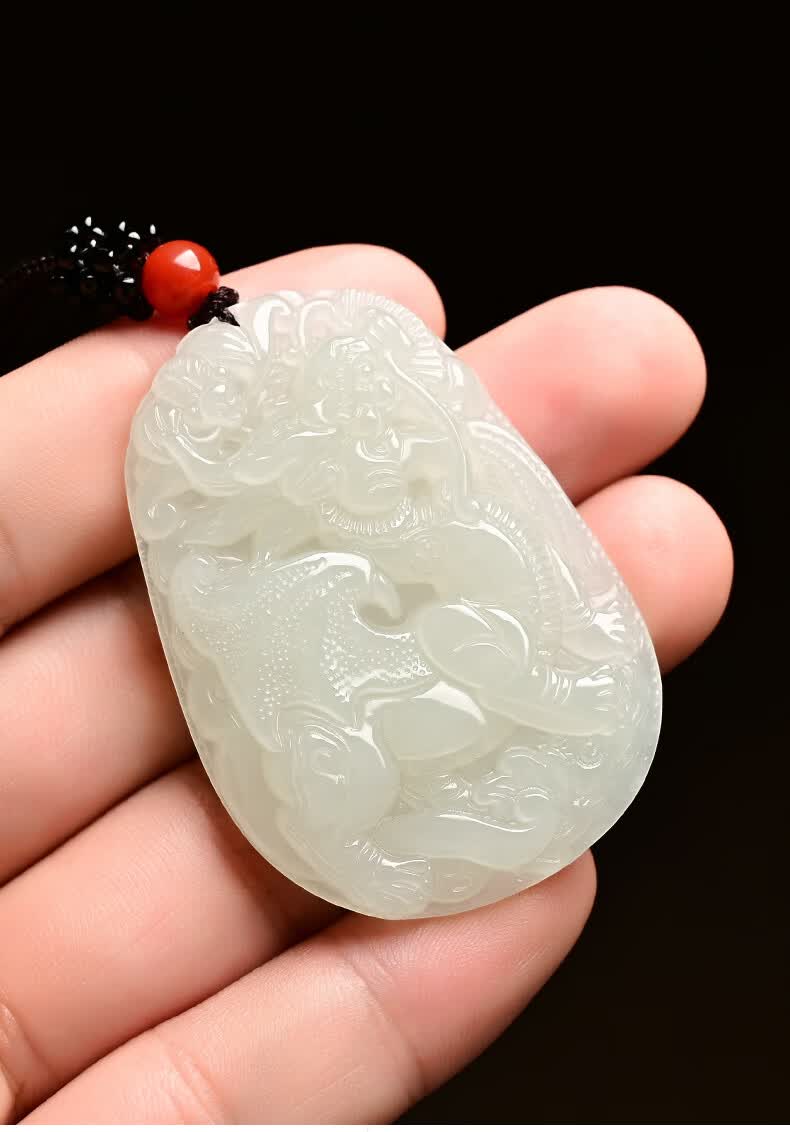 钰雅福 和田玉貔貅吊坠男女款玉吊坠玉项链麒麟献宝玉石挂件玉佩玉牌