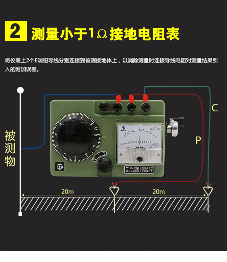 接地電阻測試儀搖表防雷測量儀測地網電阻表zc29b-2 100歐 1000歐 zc