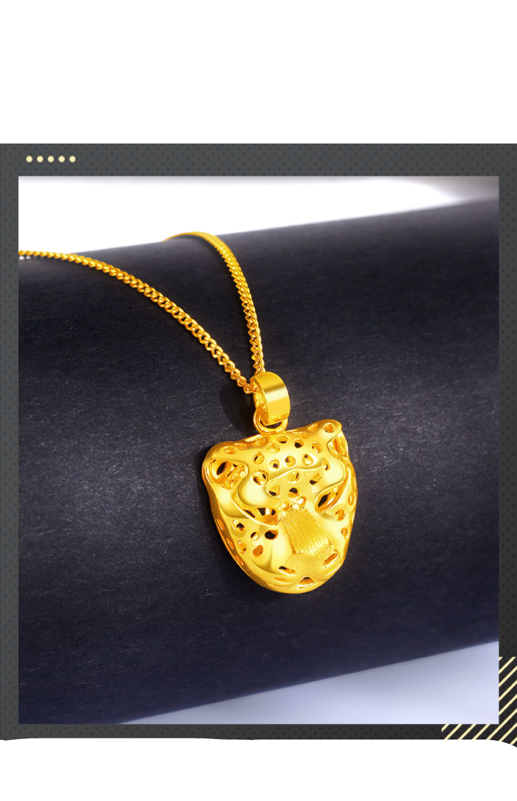七夕情人节礼物迎彩钻黄金豹子头吊坠女足金999金钱豹坠子5g工艺时尚