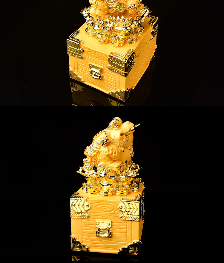 灵缘祥安阁蟾箱吞利摆件21牛年年李居明财箱吉祥物风水钱箱家用财箱