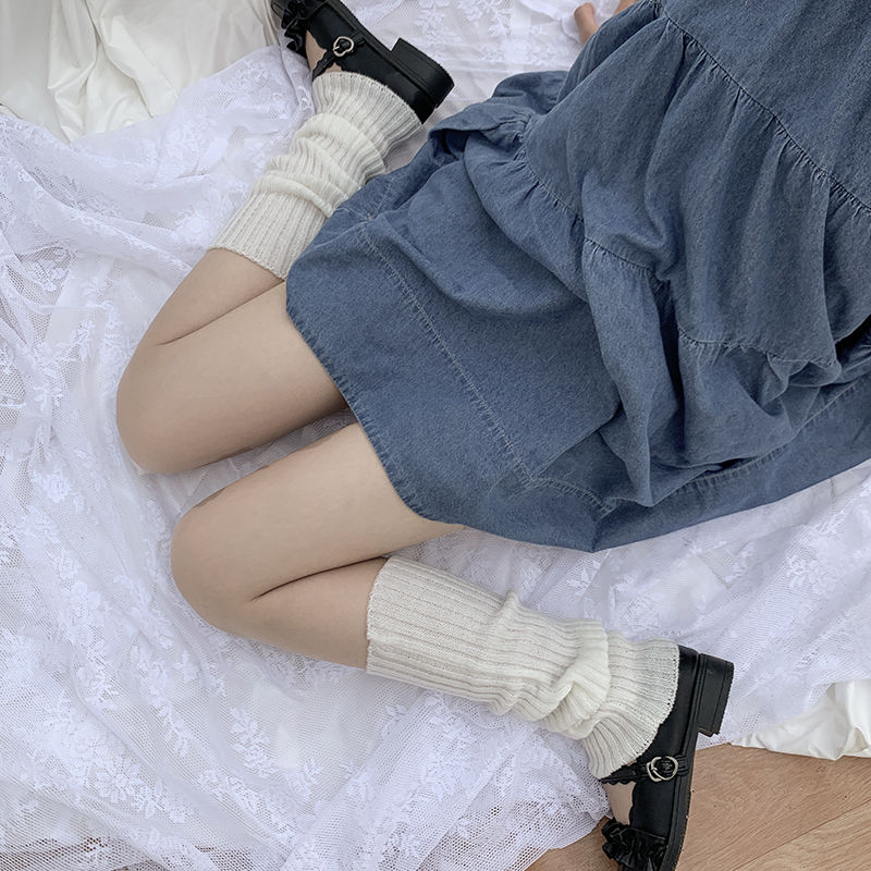 日系lolita软妹针织袜套腿套毛线堆堆袜中筒袜jk甜酷学生袜女秋冬 2双