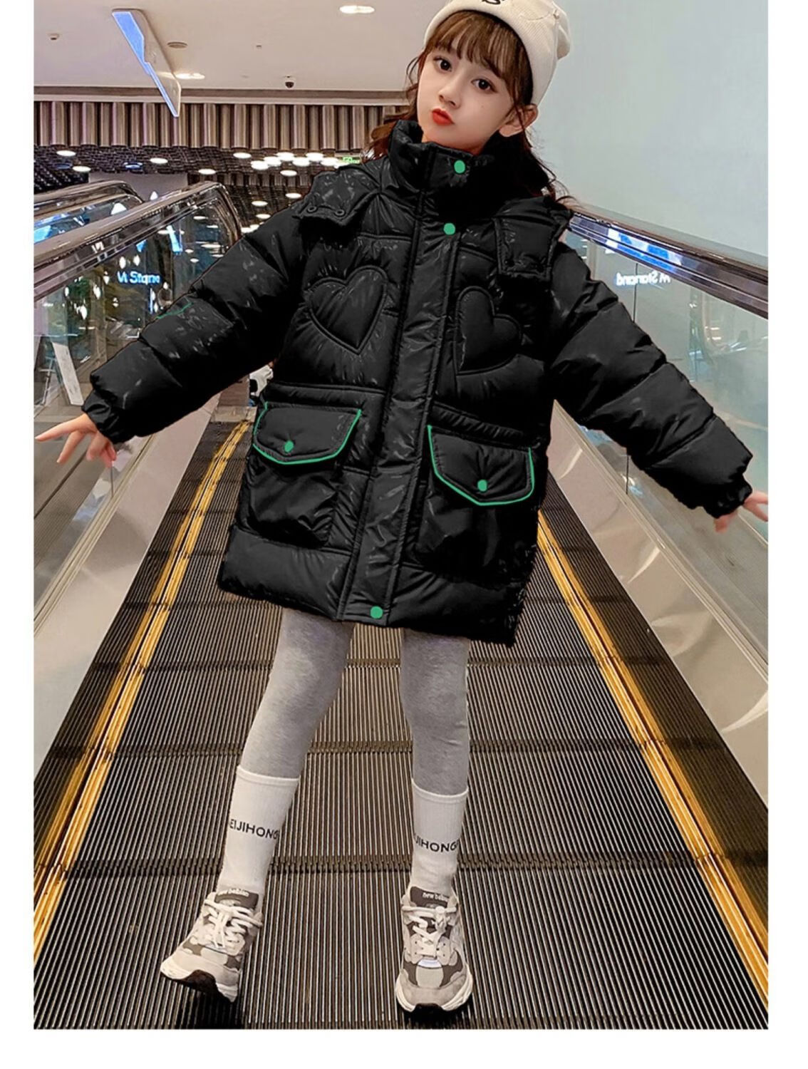 d女童亮皮免洗羽绒服韩版时髦中长款加厚儿童保暖棉衣中大童棉袄品牌