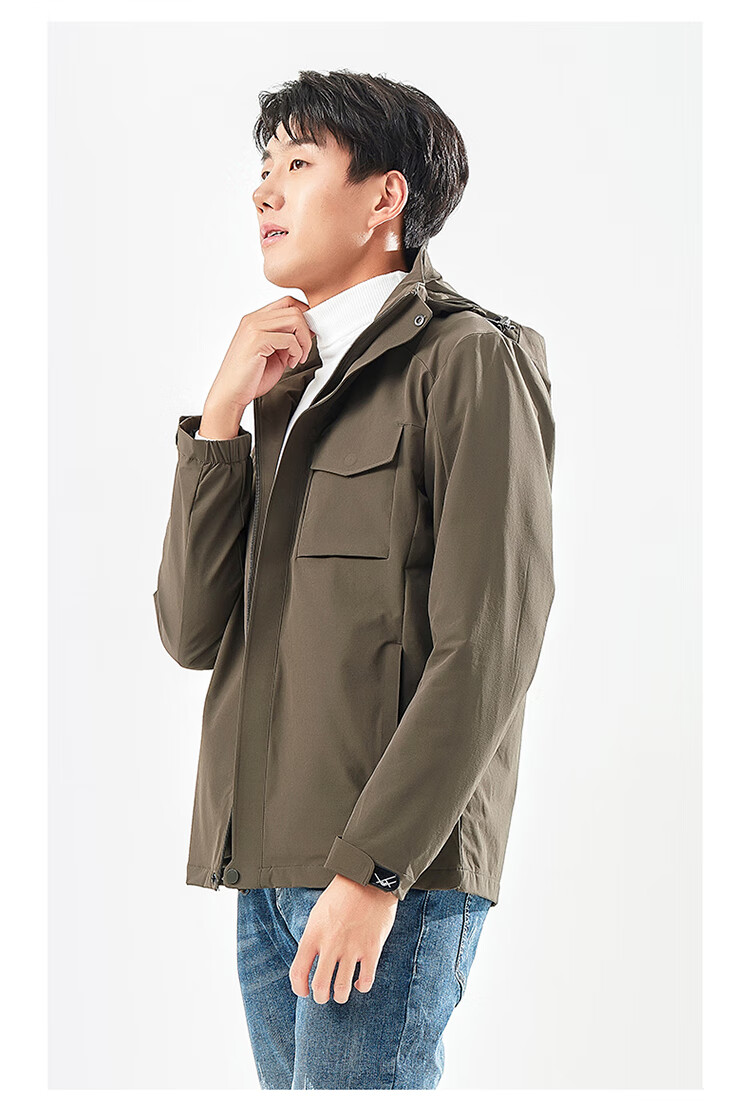 爱登堡男士外套2022秋冬季新款时尚百搭保暖连帽工装夹克男装休闲上衣