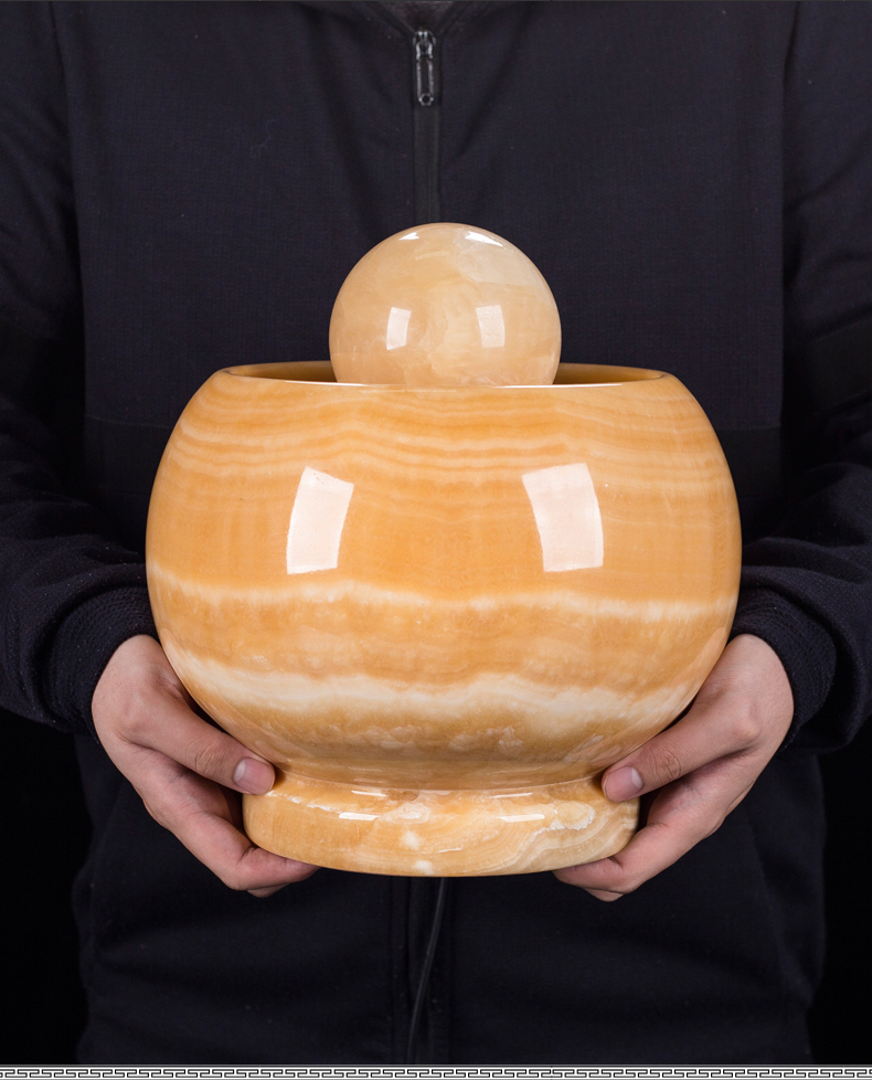 elices天然玉石风水球流水喷泉大理石转运球聚宝盆摆件客厅玄关办公室