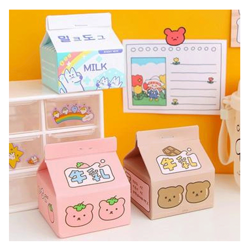 金万年韩国创意可爱牛奶盒抽取便签小巧便携牛奶咖啡备忘录创意便签纸
