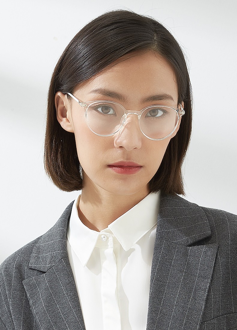 毛源昌线上配镜时尚光学架tr有度数眼镜男女近视镜巍雅斯05601 透明白