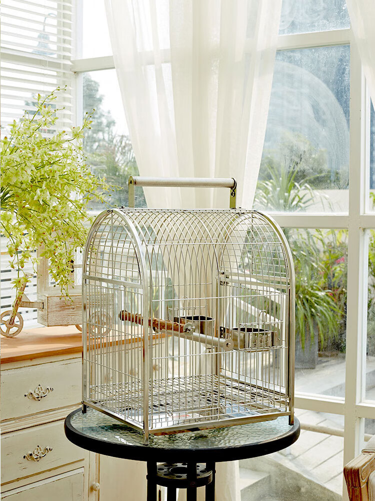 鹦鹉鸟笼大号304不锈钢鸟笼子虎皮玄凤鹦鹉笼子特大豪华站架 大号304