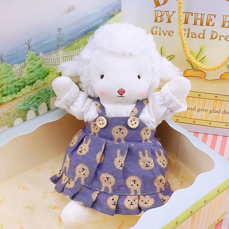 小羊玩具娃娃bunniesbythebay绵羊公仔小坐羊玩偶毛绒玩具小羊配礼盒