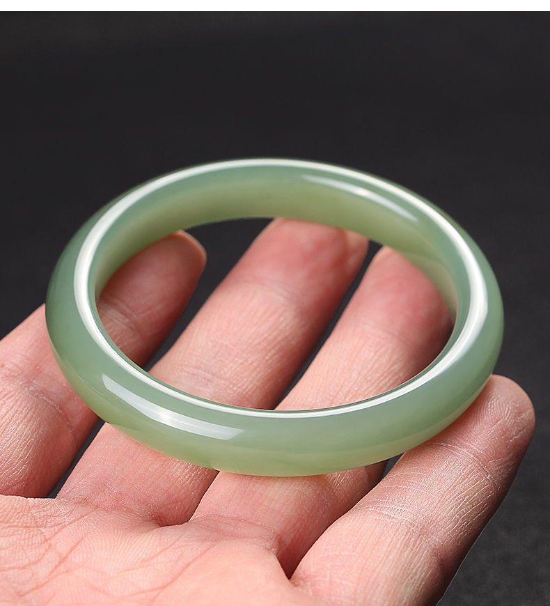 恋江南新疆和田玉青玉手镯少女款晴水色扁条玉石镯子细条玉镯内径约