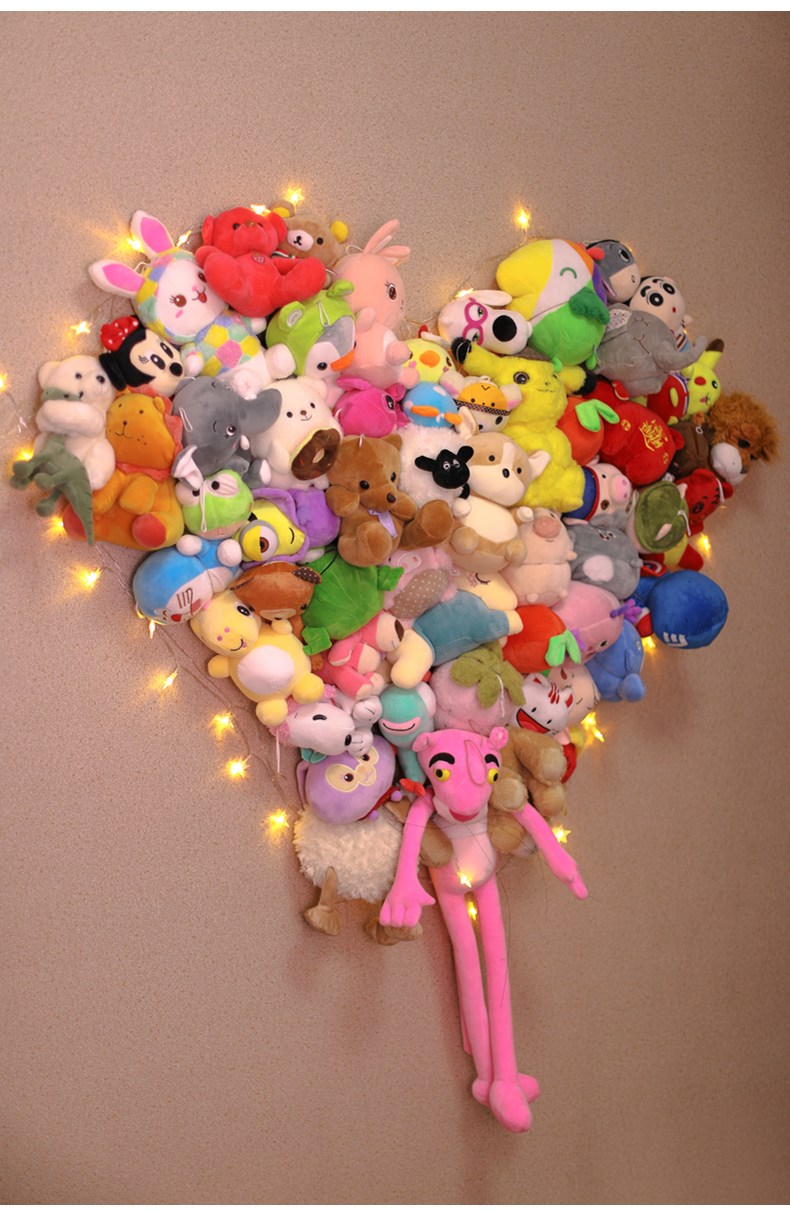 乐真 心形娃娃架墙上壁挂固定网格照片墙毛绒玩具公仔收纳神器布偶 35