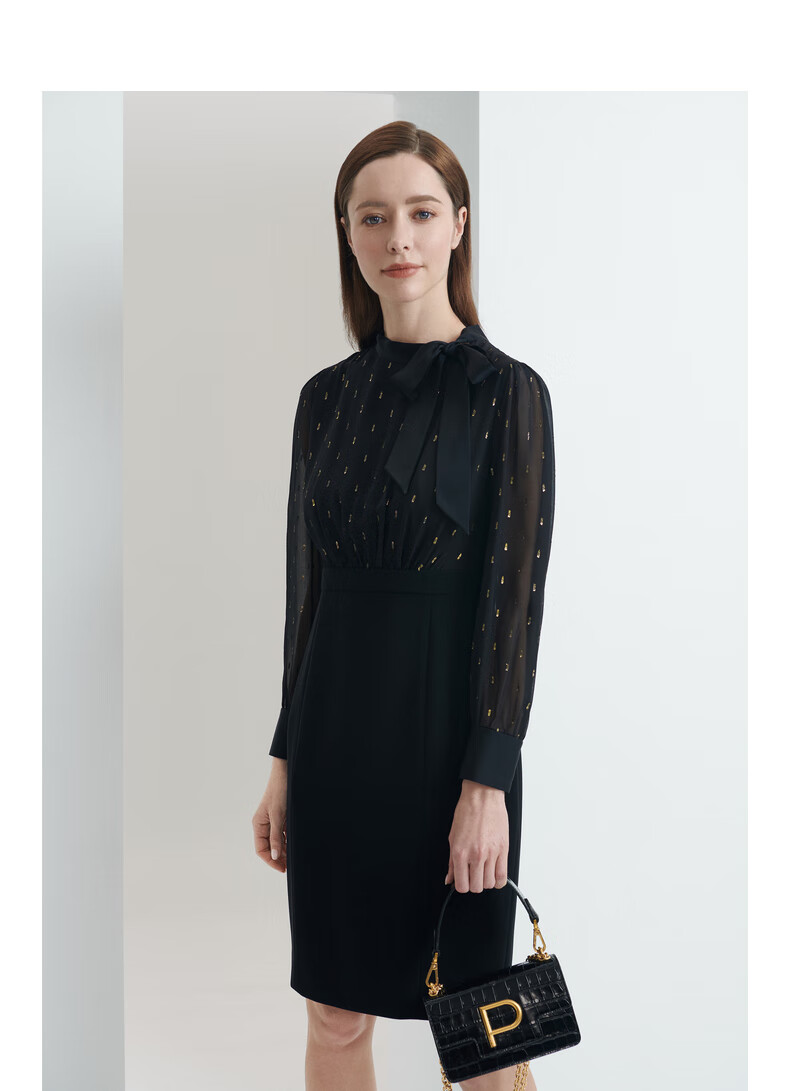 ports宝姿女装2020秋冬新品长袖中长连衣裙ll9d126nwb011 black 0