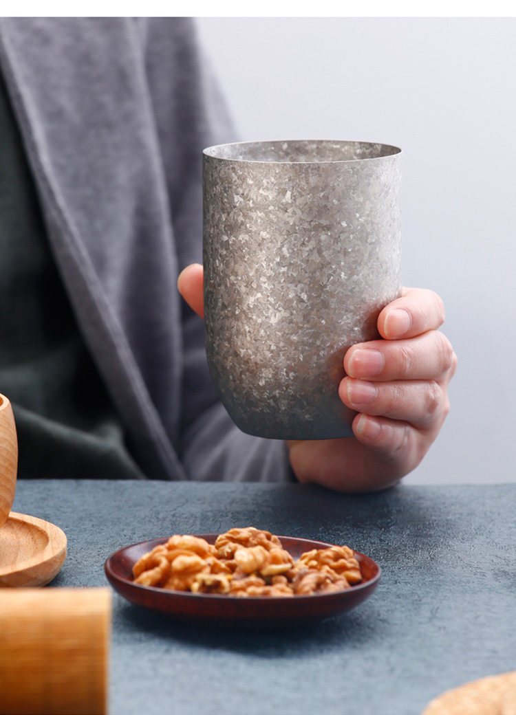 日本horie钛杯纯钛钛水杯双层轻奢啤酒咖啡牛奶合金隔热保冷杯子送