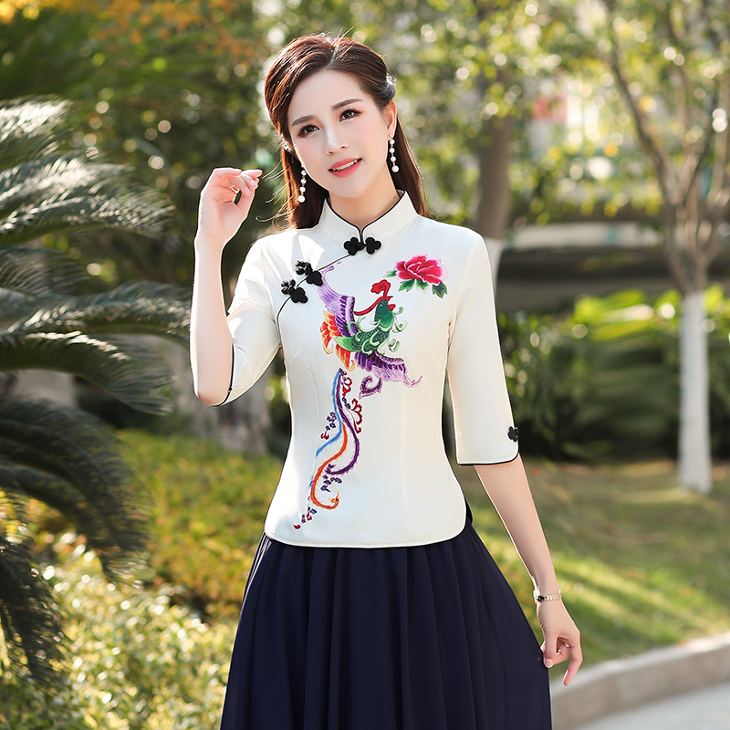 hkws改良中国风套装女夏古装民族风唐装旗袍上衣汉服两件套裙民国女装