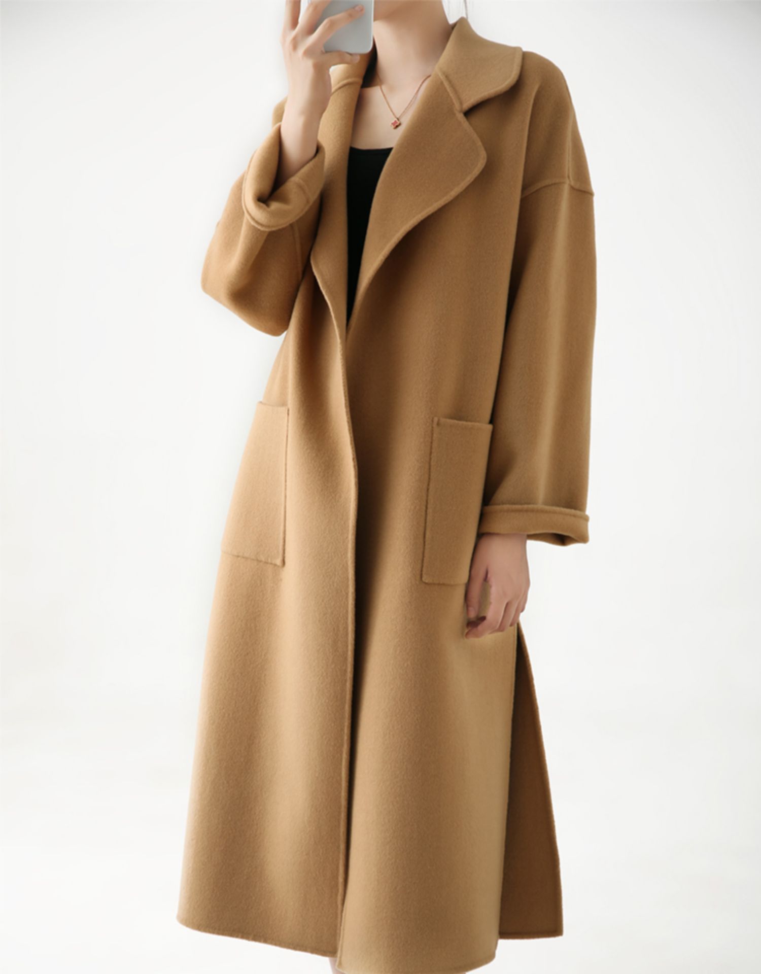 设计师品牌女装双面羊毛大衣女秋冬羊毛呢子外套2020新款中长款羊绒