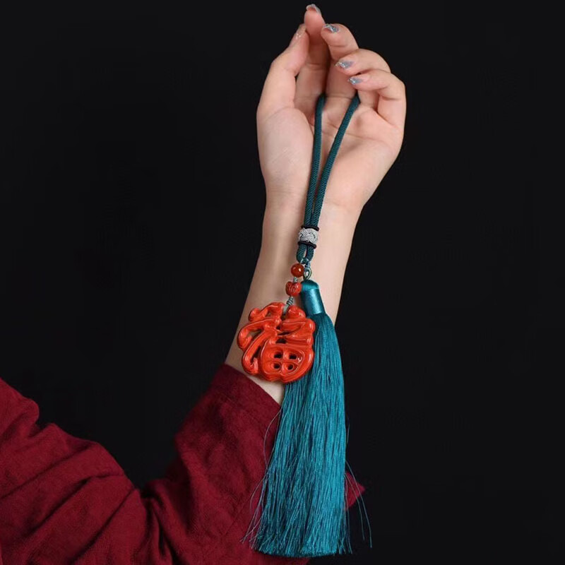 朱砂古风字牌吊坠帝王砂挂件福牌车挂护身平安包挂汽车内饰挂 福字