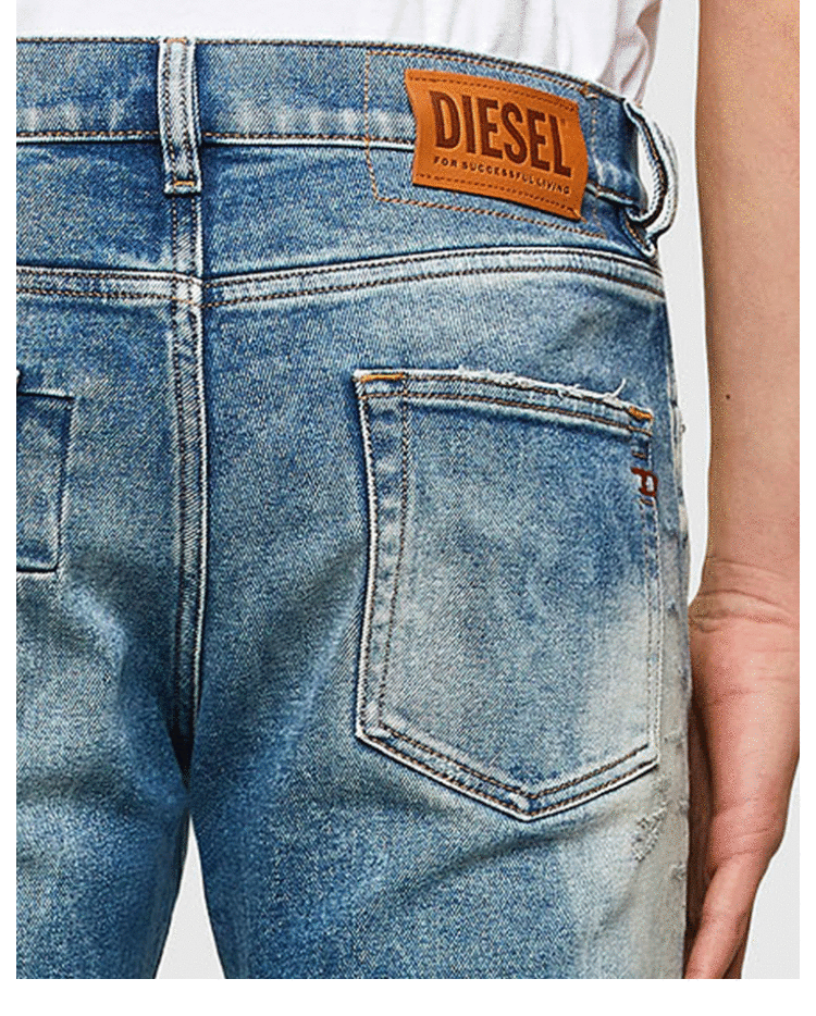 diesel迪赛男士dstrukt修身破洞水洗牛仔裤a02222009mw0133
