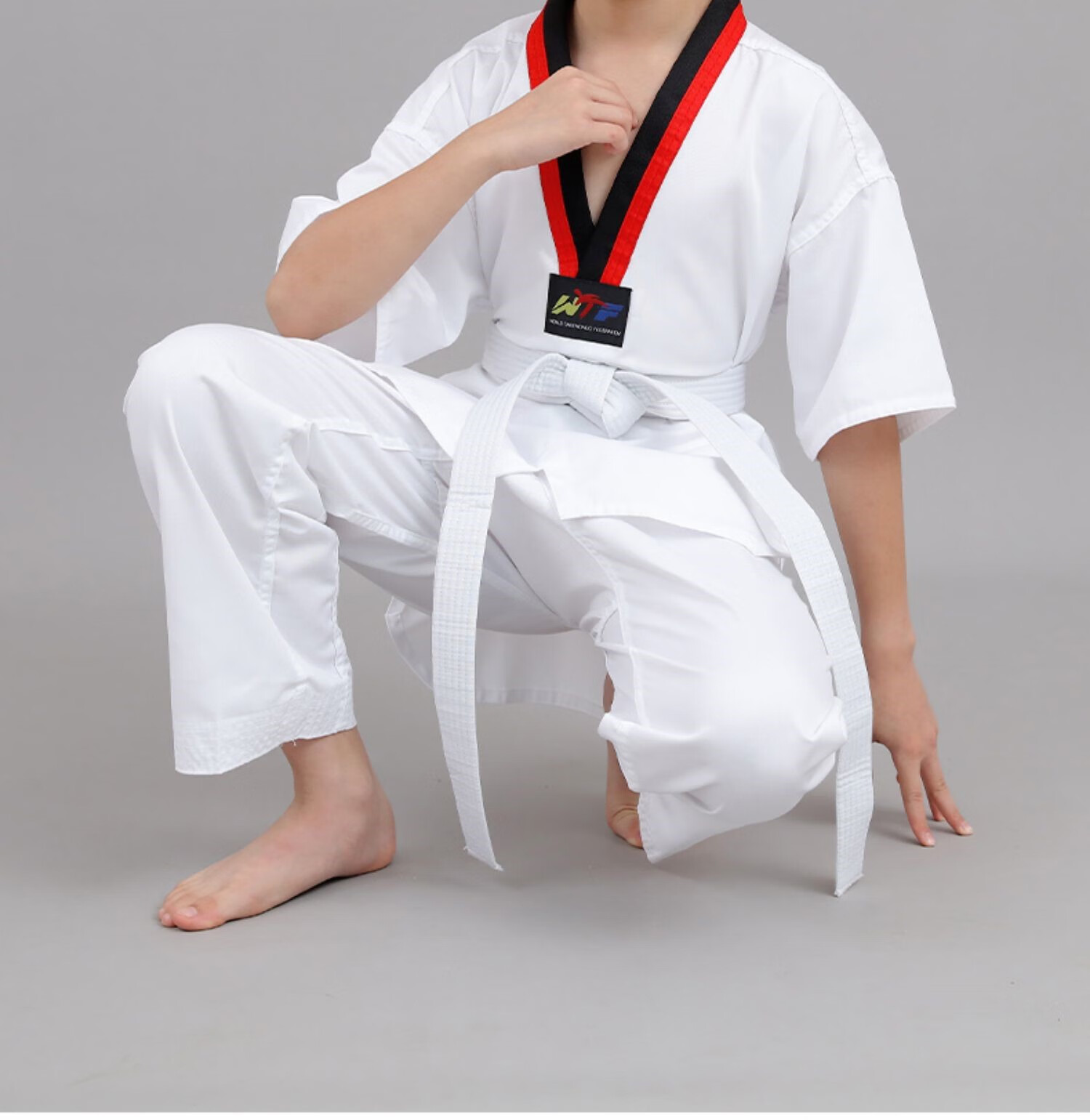 跆拳道服儿童传盈跆拳道服装儿童训练服初学成年人大学生男女长袖短袖